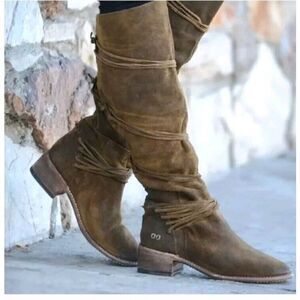 Bed Stu Women’s Redmond Tall Sailor Suede Boots Size 7.5 Brown